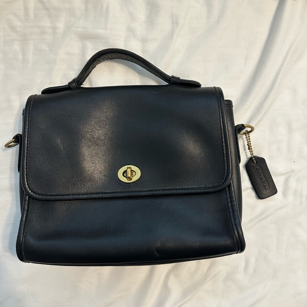 Coach Vintage Court Bag Black Leather